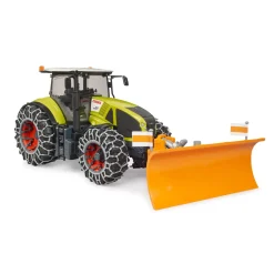 Tractor Claas Axion 950 met sneeuwkettingen en  ploegblad