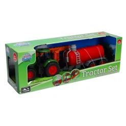 Tractor met giertank kids globe 49 cm groen/rood