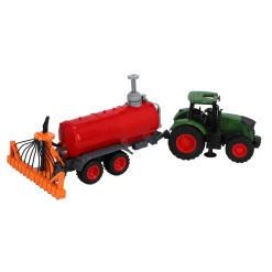 Tractor met giertank kids globe 49 cm groen/rood