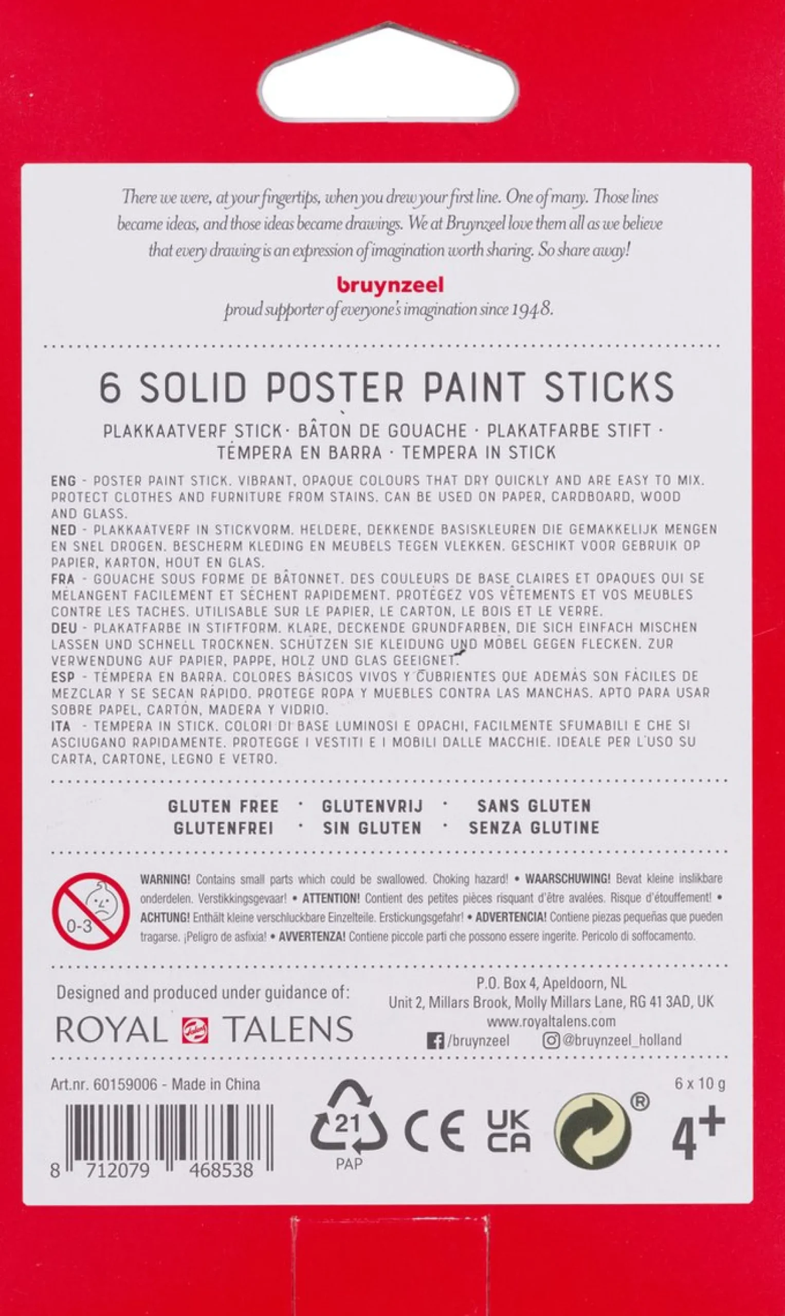 Verfstiften 6 Stuks Basic Kleuren